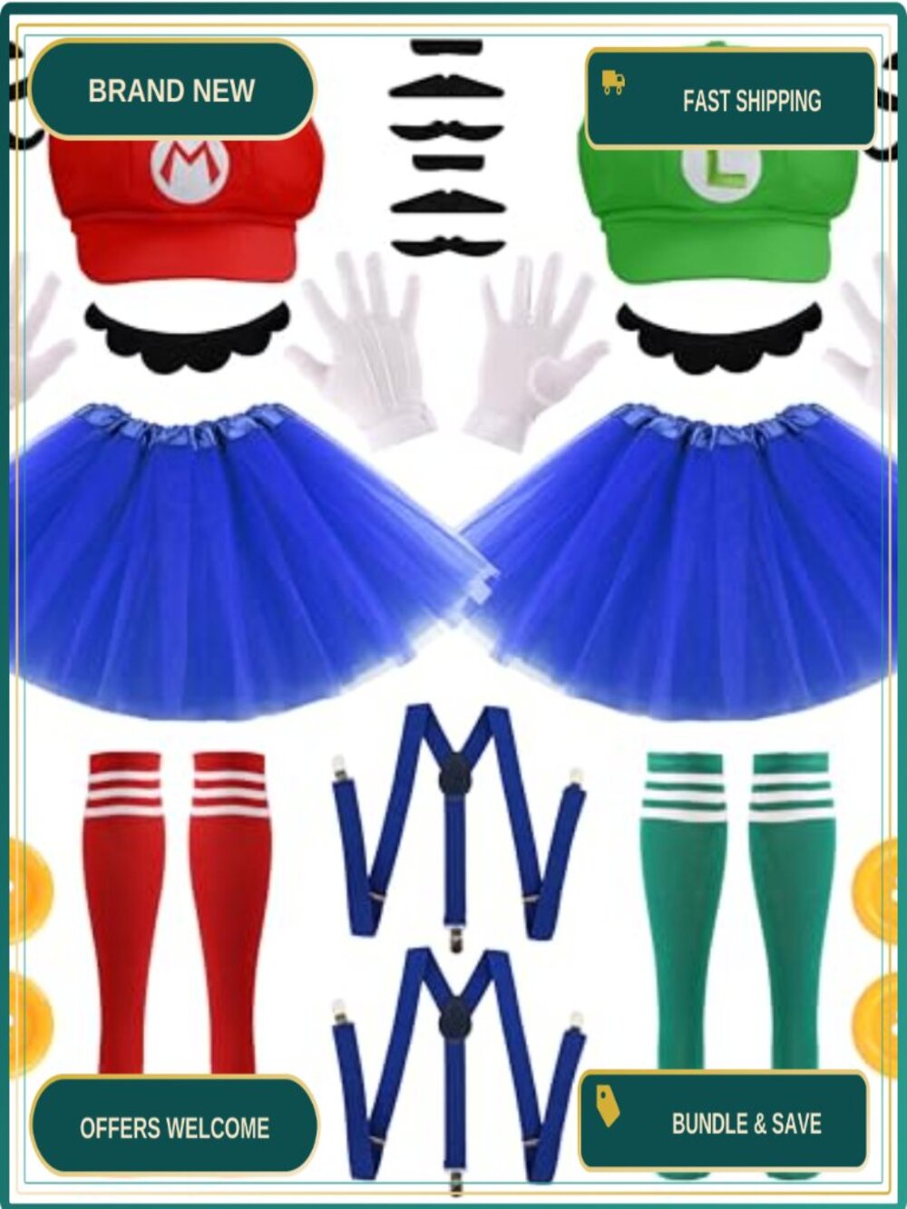 Halloween Costume Set 2 Person Cosplay Party Accessories for Women